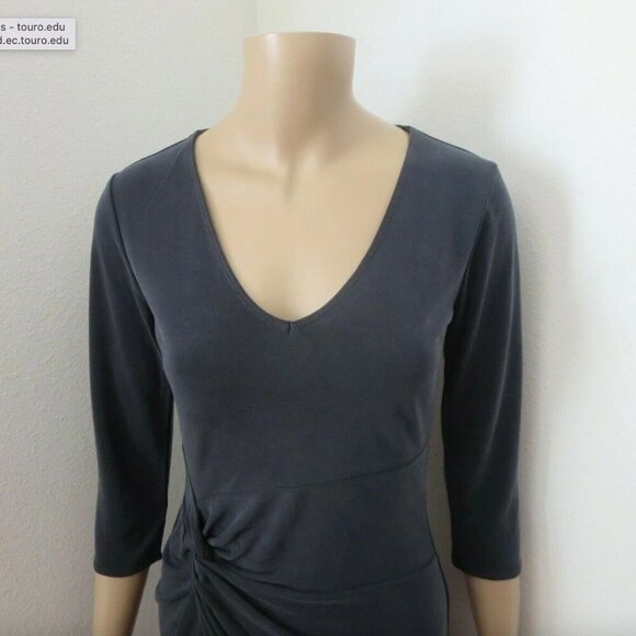 NWT Abercrombie Womens Knot Front T-Shirt Tee Dress Size XS S Gray 3/4 Sleeve - Picture 2 of 7
